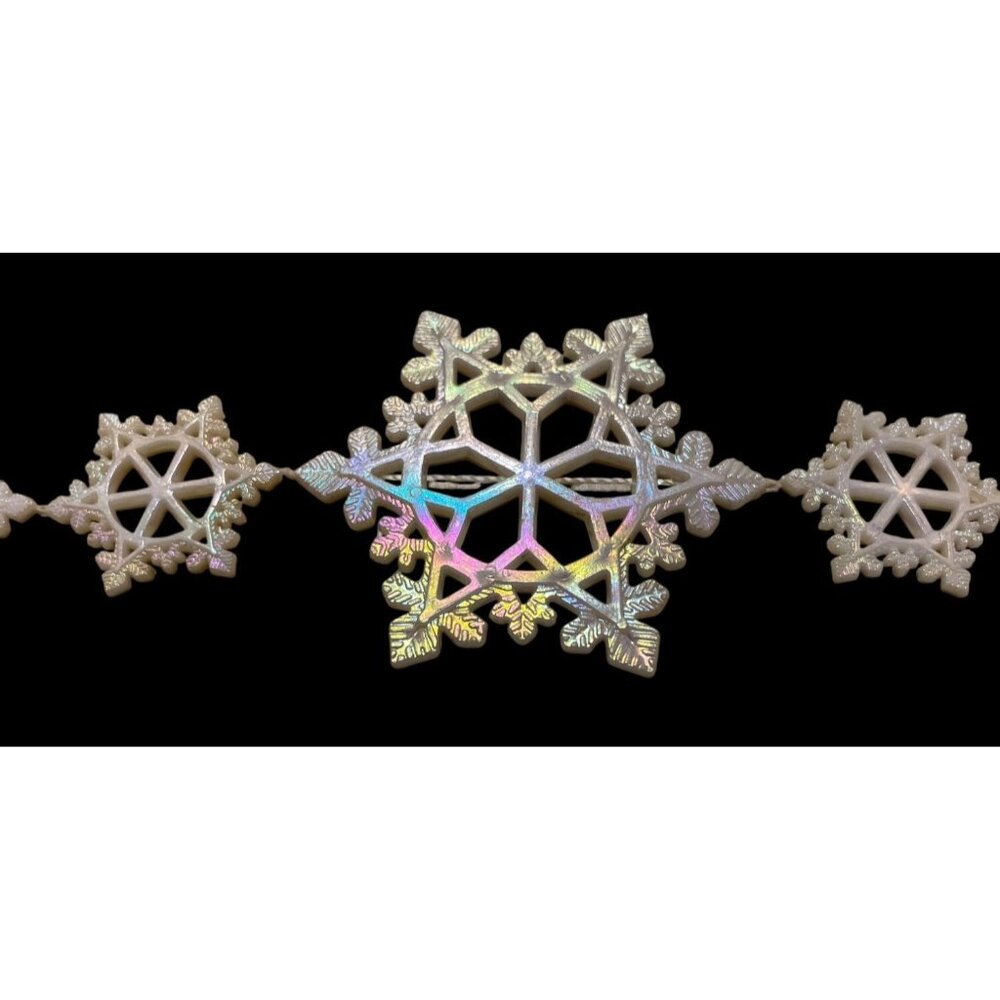 Lot Of Vintage Iridescent White Plastic Snowflake Ornaments For Crafts Or Decora